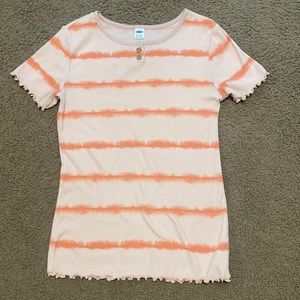 Old Navy Pink Striped Ribbed Knit T-Shirt Kids XL (14-16)